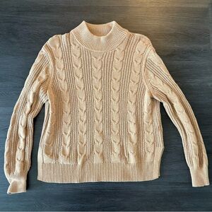 Banana Republic Cable Knit Turtleneck Sweater - Beige